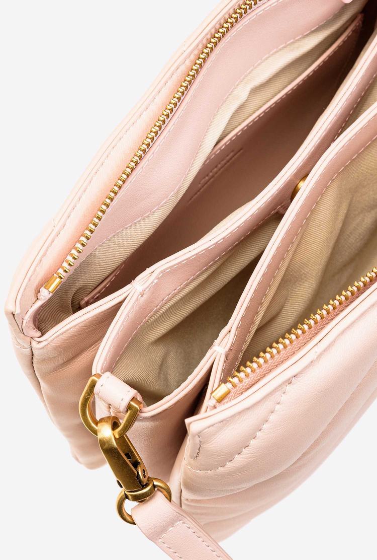 Pink Gold Women's Pinko Small Twins Bag Maxi Quilt Crossbody Bags | Ireland-57148399