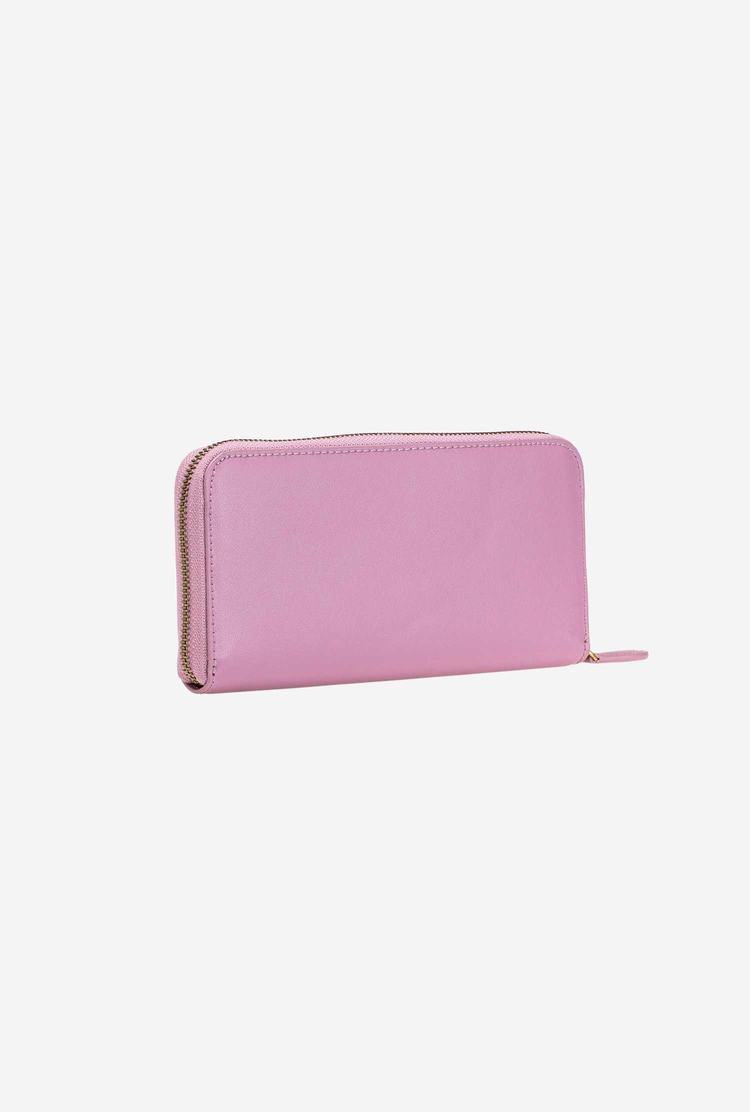 Pink Gold Women's Pinko Zip-around Leather Purses | Ireland-01824679