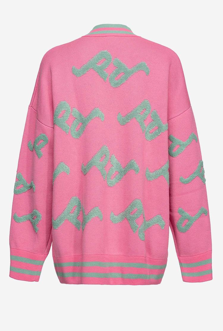 Pink/Green Women's Pinko Logo Cardigan | Ireland-36140989