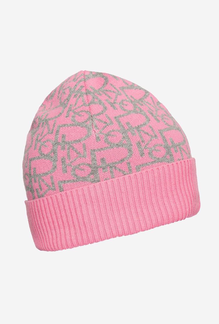 Pink/Grey Women's Pinko Cashmere Jacquard Beanie | Ireland-76590129