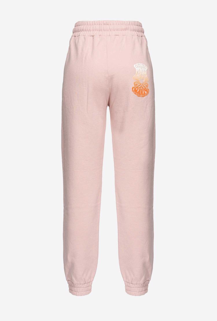 Pink/Orange Women's Pinko Multicoloured Love Birds Logo Pants | Ireland-16837529