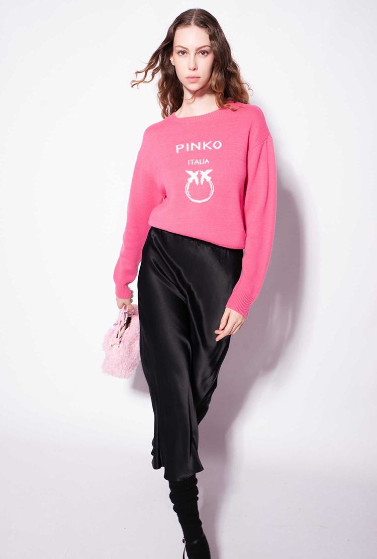 Pink Women's Pinko Love Birds Pullover | Ireland-23968179