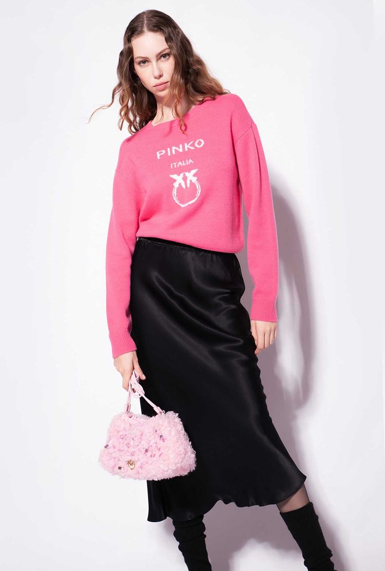 Pink Women's Pinko Love Birds Pullover | Ireland-23968179