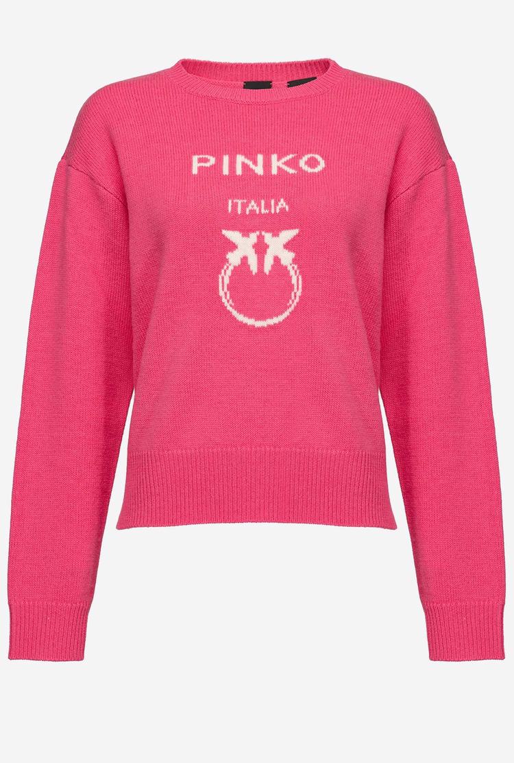 Pink Women's Pinko Love Birds Pullover | Ireland-23968179