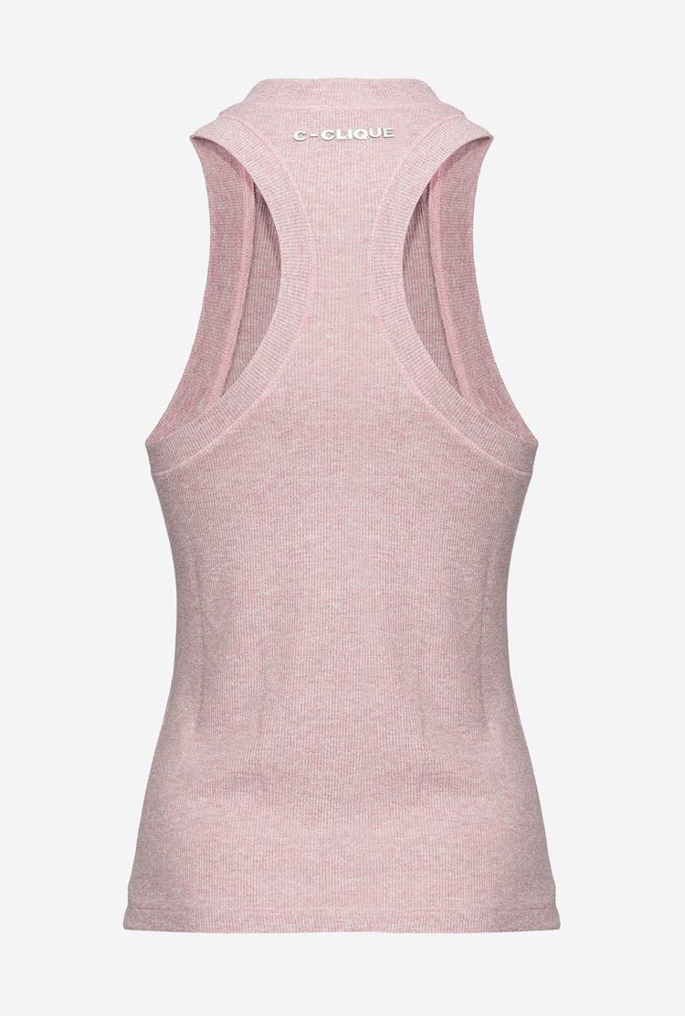 Pink Women's Pinko Ribbed Lurex Vest | Ireland-13482579