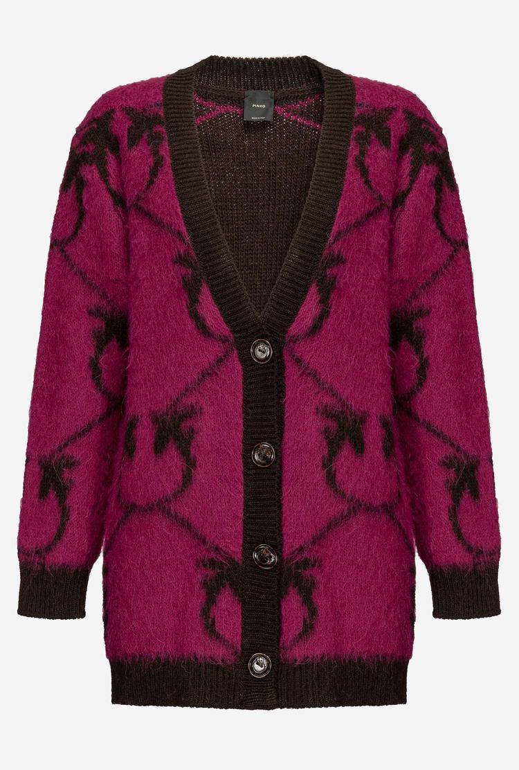 Purple/Brown Women's Pinko Monogram Jacquard Cardigan | Ireland-83425109