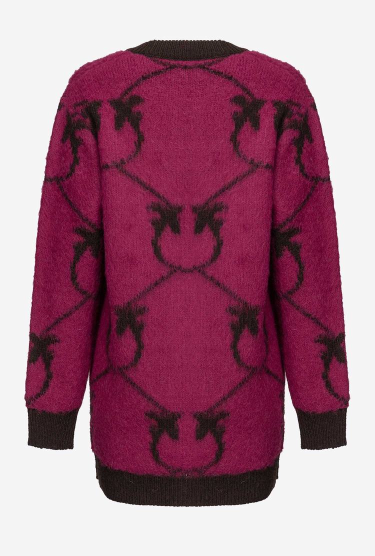 Purple/Brown Women's Pinko Monogram Jacquard Cardigan | Ireland-83425109