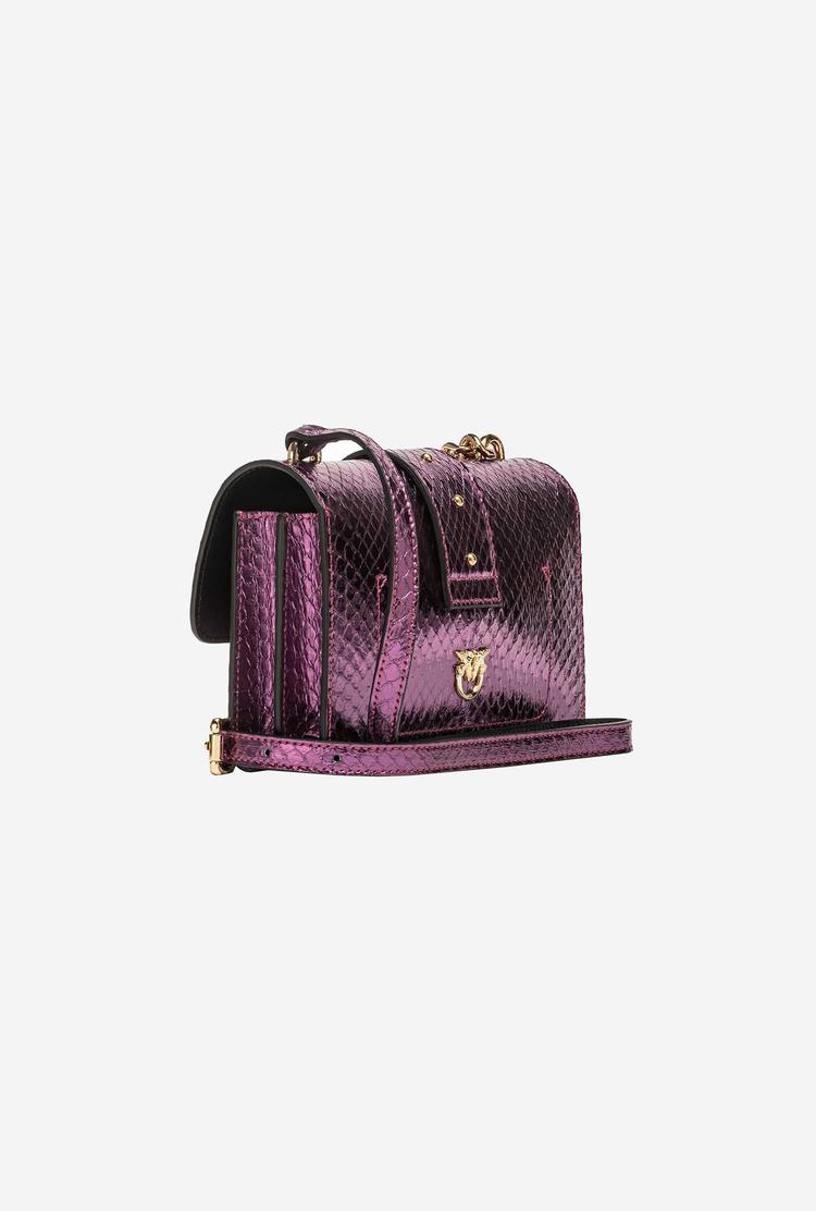 Purple Gold Women's Pinko Galleria Laminated Reptile Mini Love Bag One Crossbody Bags | Ireland-56719209