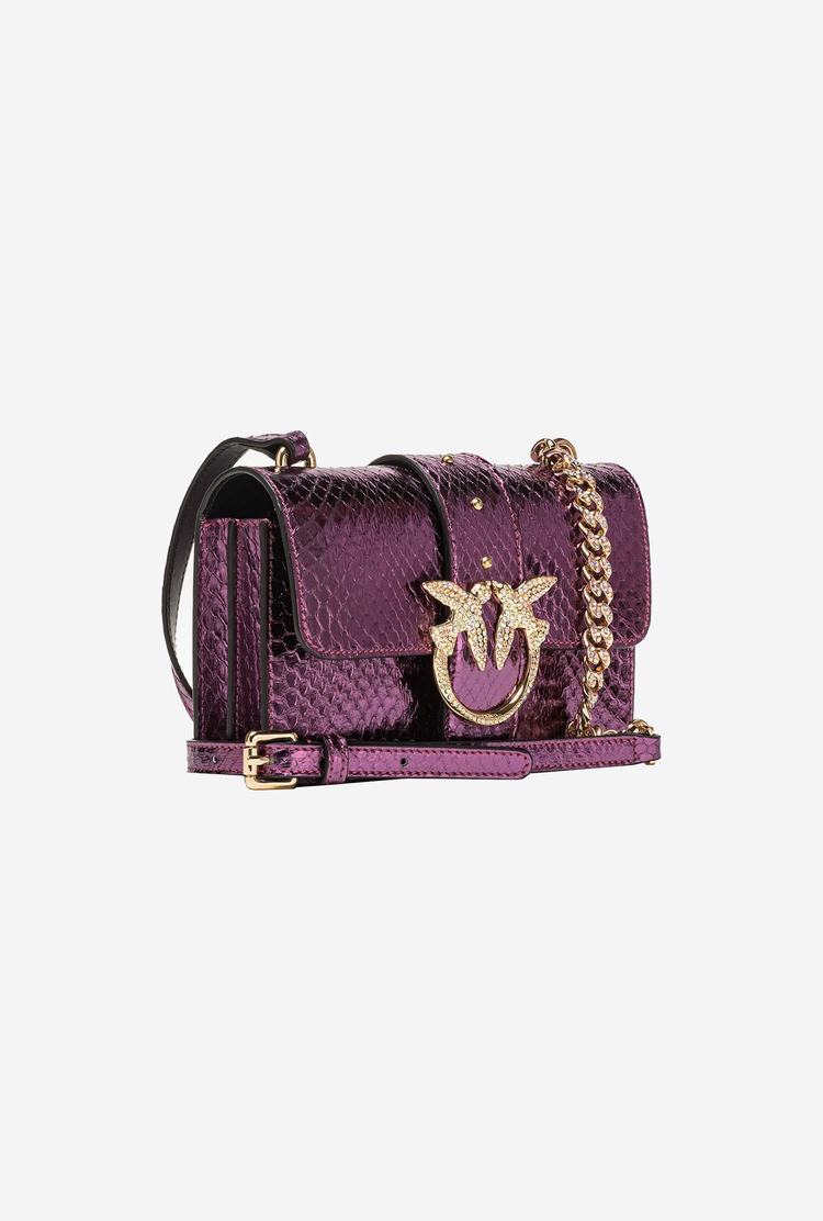 Purple Gold Women's Pinko Galleria Laminated Reptile Mini Love Bag One Crossbody Bags | Ireland-56719209