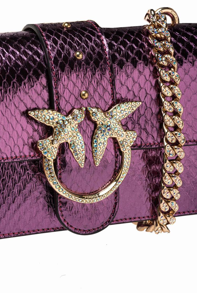 Purple Gold Women's Pinko Galleria Laminated Reptile Mini Love Bag One Crossbody Bags | Ireland-56719209