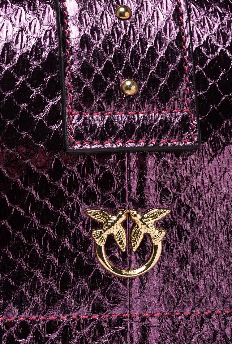 Purple Gold Women's Pinko Galleria Laminated Reptile Mini Love Bag One Crossbody Bags | Ireland-56719209