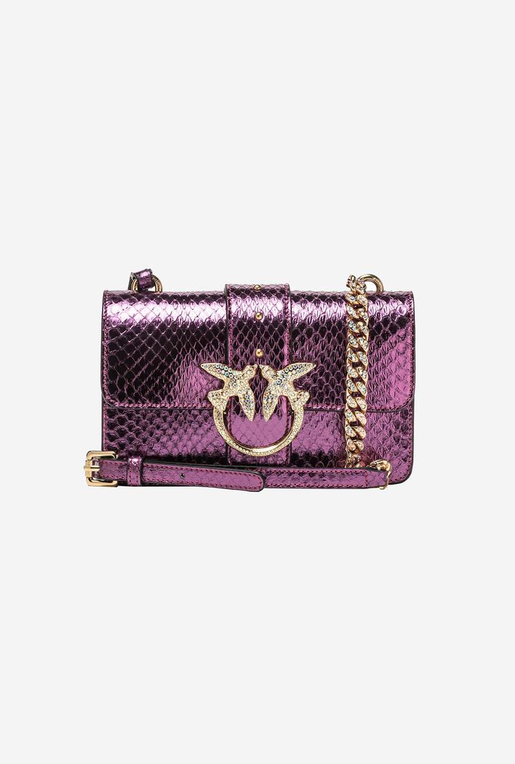 Purple Gold Women\'s Pinko Galleria Laminated Reptile Mini Love Bag One Crossbody Bags | Ireland-56719209