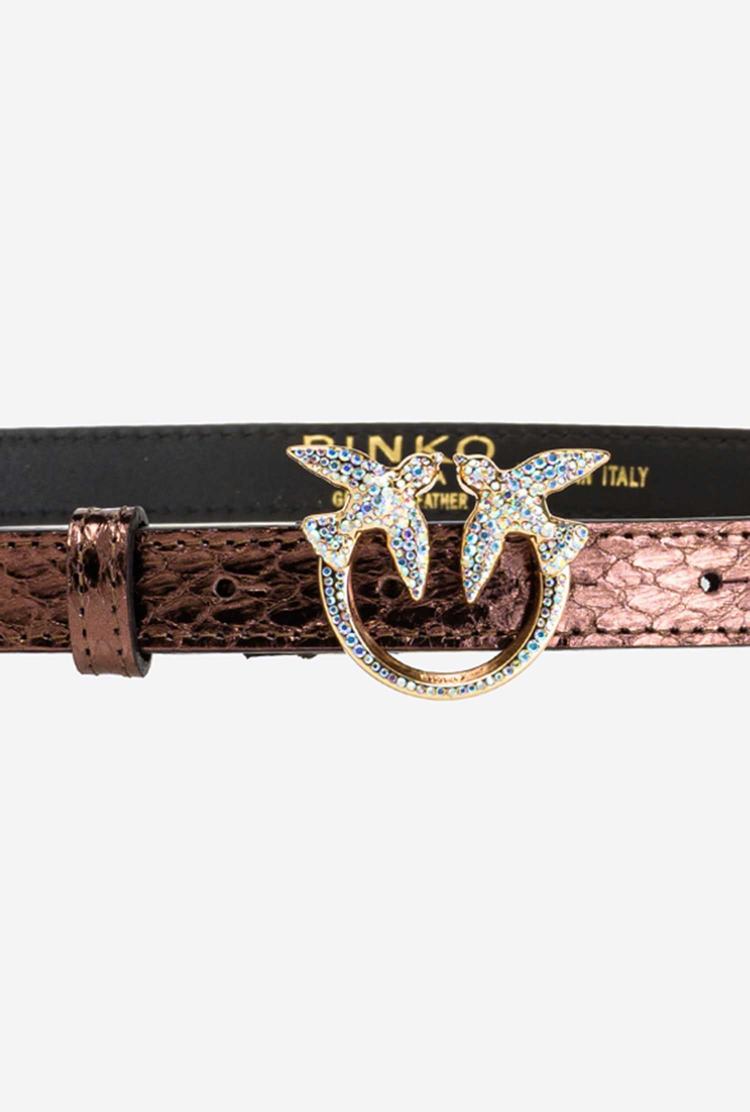 Purple Gold Women's Pinko Galleria Thin Laminated Reptile Skin Belts | Ireland-13987069