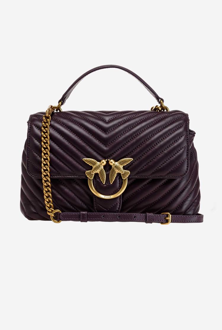 Purple Gold Women\'s Pinko Lady Love Bag Puff Chevron Handbag | Ireland-07829549