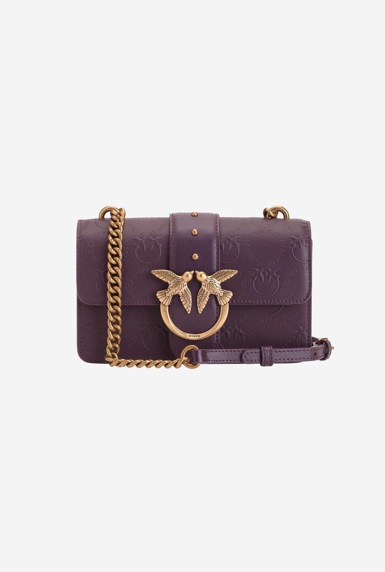 Purple Gold Women\'s Pinko Mini Love Bag Icon New Monogram Crossbody Bags | Ireland-02369849