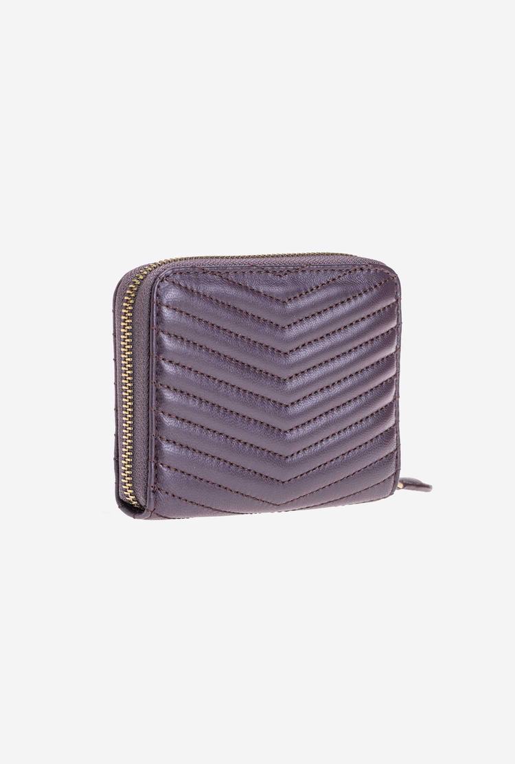 Purple Gold Women's Pinko Small Zip-around In Chevron-patterned Nappa Leather Purses | Ireland-71923809