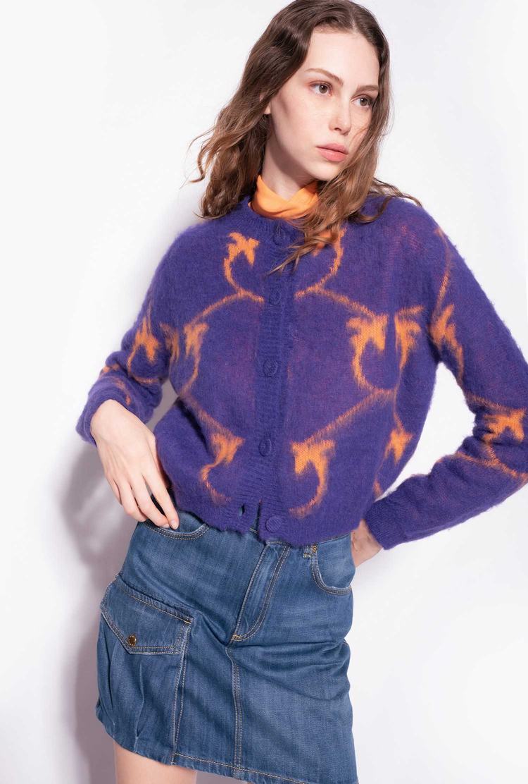 Purple/Orange Women's Pinko Cropped Monogram Jacquard Cardigan | Ireland-84603519