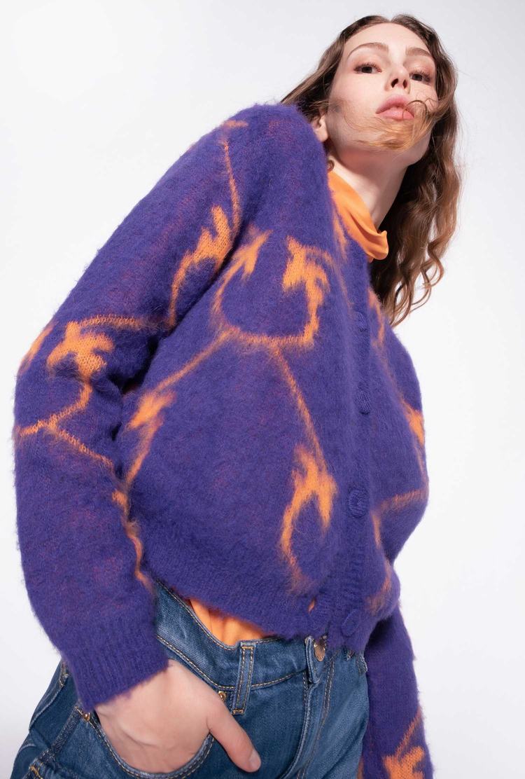 Purple/Orange Women's Pinko Cropped Monogram Jacquard Cardigan | Ireland-84603519