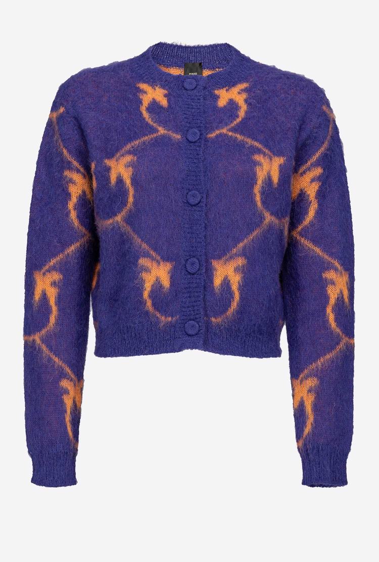 Purple/Orange Women's Pinko Cropped Monogram Jacquard Cardigan | Ireland-84603519