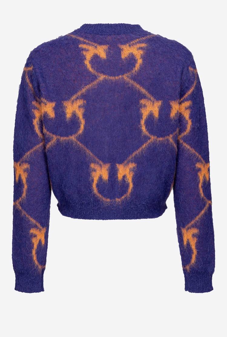 Purple/Orange Women's Pinko Cropped Monogram Jacquard Cardigan | Ireland-84603519