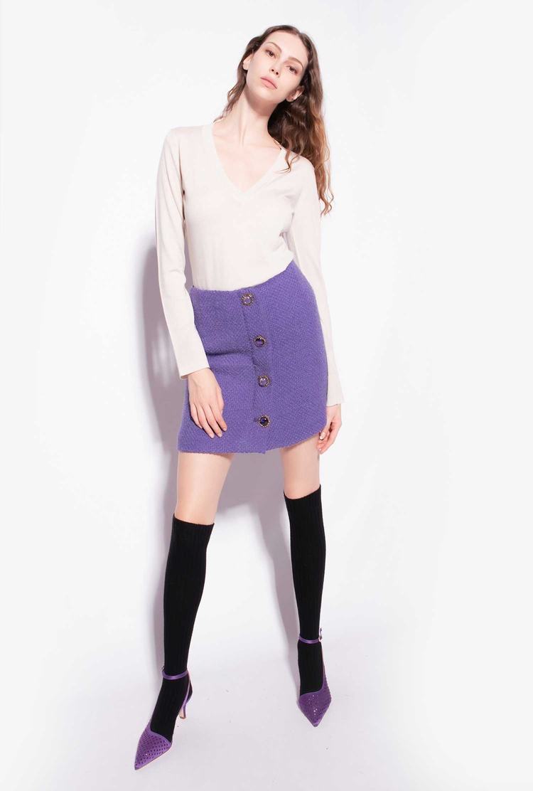 Purple Women's Pinko Buttoned Bouclé Skirts | Ireland-92081659