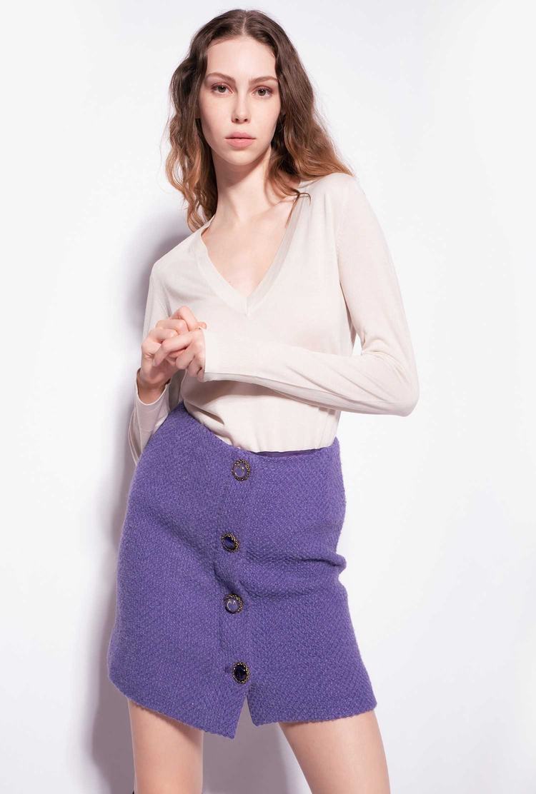 Purple Women's Pinko Buttoned Bouclé Skirts | Ireland-92081659