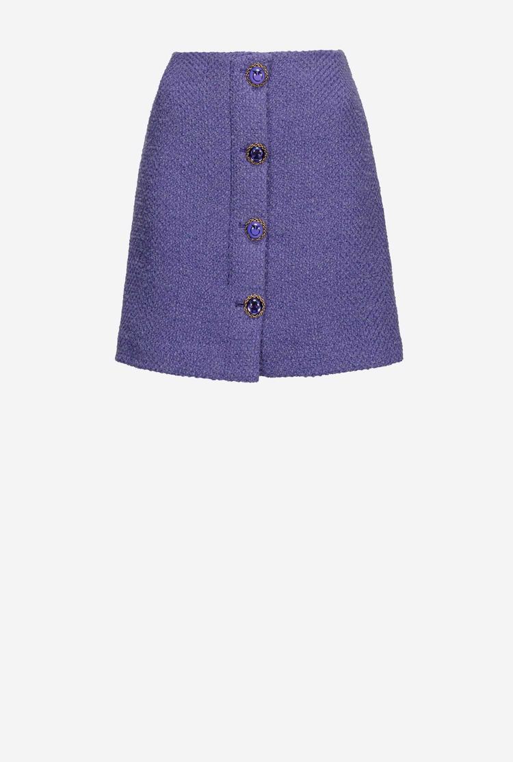 Purple Women's Pinko Buttoned Bouclé Skirts | Ireland-92081659