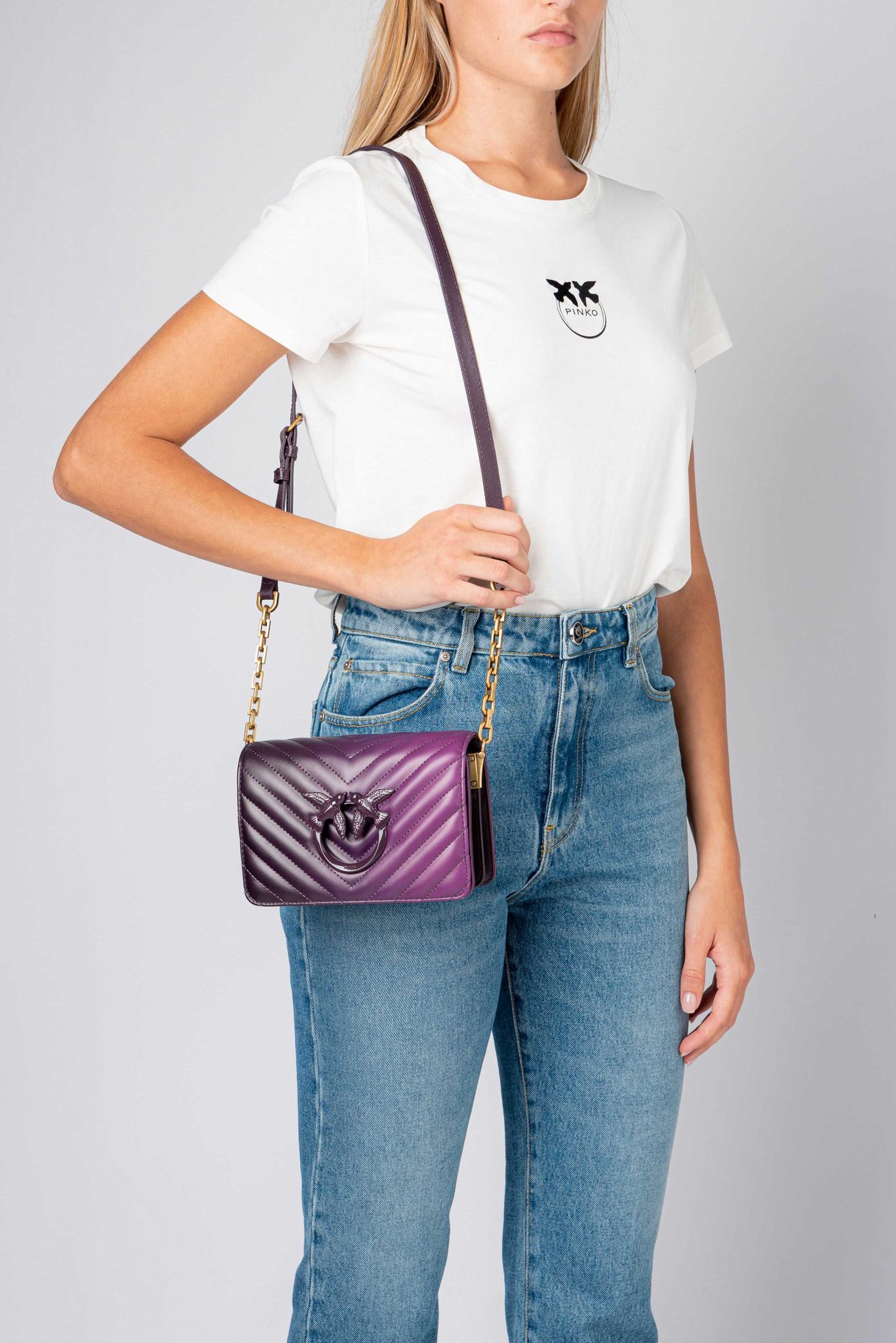 Purple Women's Pinko Mini Love Bag Click Shaded Chevron Crossbody Bags | Ireland-54917029