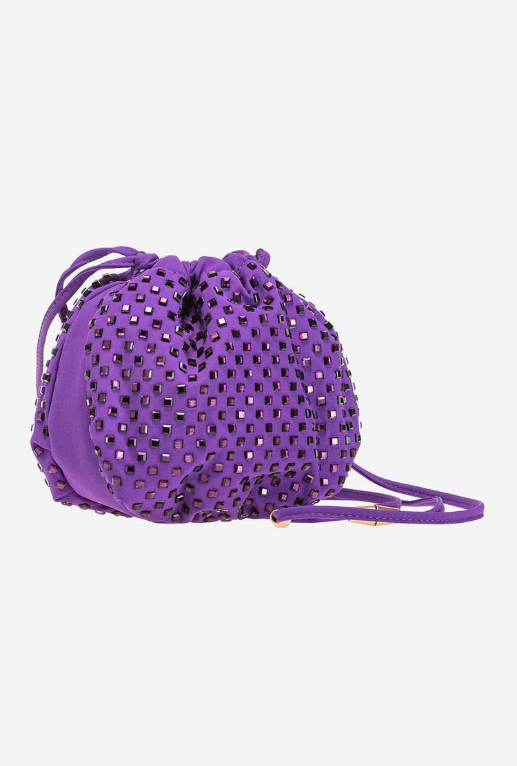 Purple Women's Pinko Rhinestones All Over Handbag | Ireland-56342799