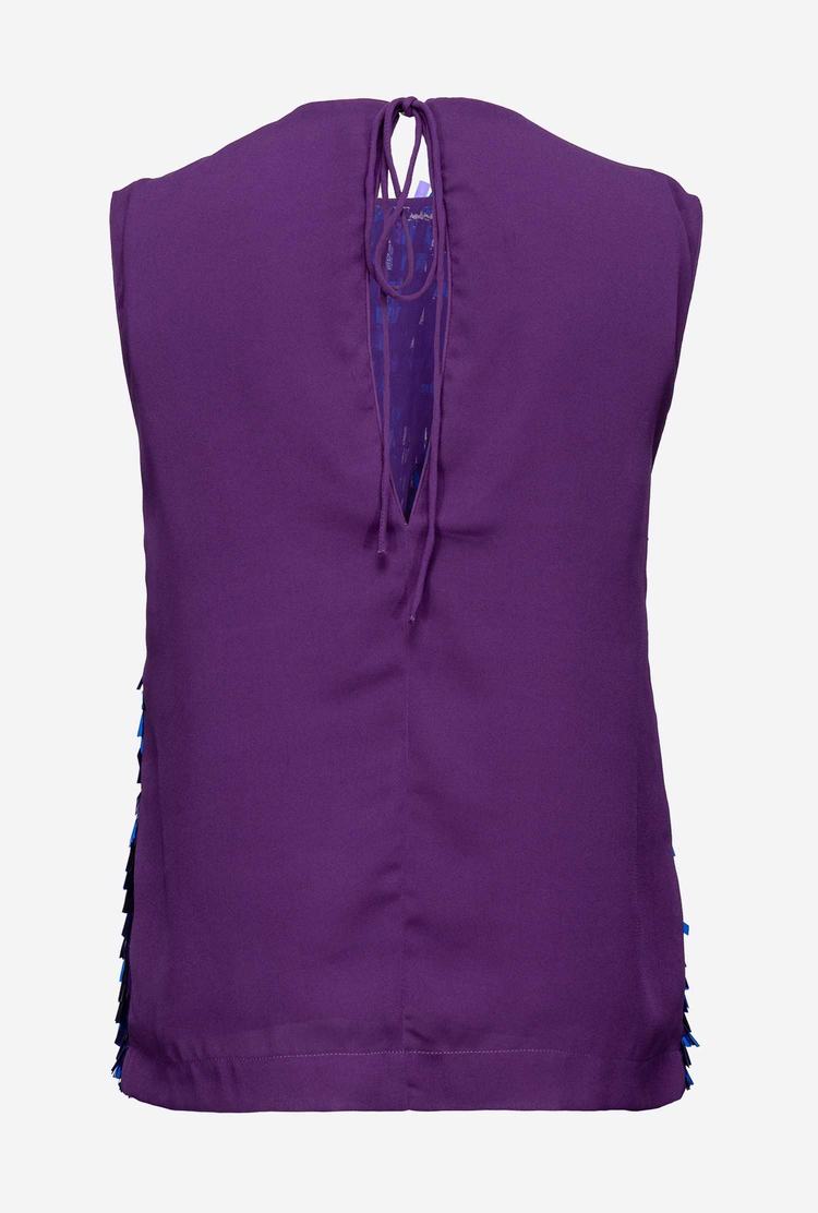 Purple Women's Pinko Sequin Fringe Tanks | Ireland-18546209