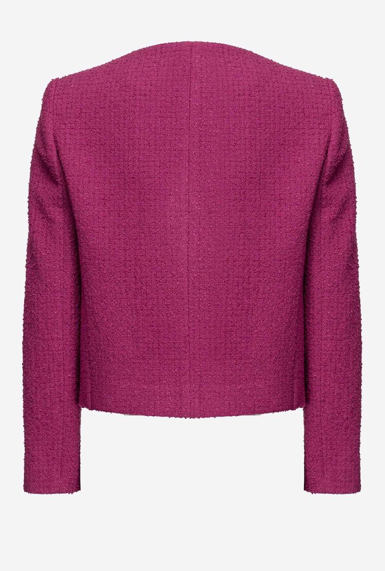 Purple Women's Pinko Short Basketweave Bouclé Jackets | Ireland-17356289