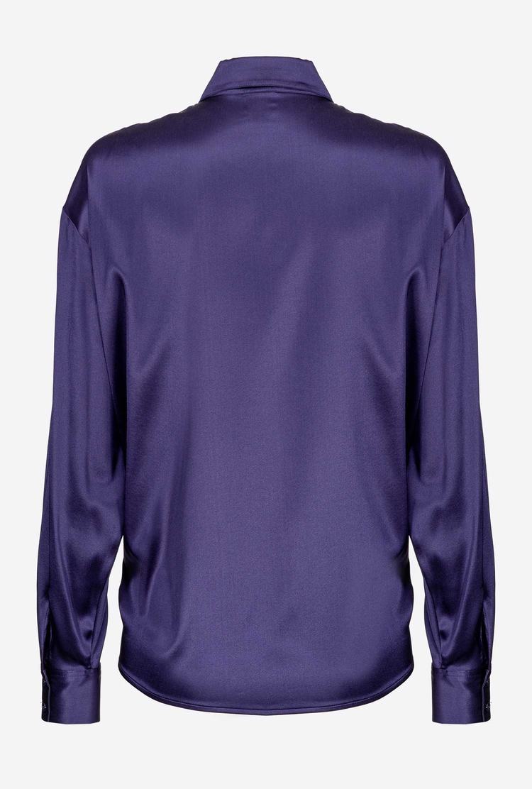 Purple Women's Pinko Silk Satin Shirts | Ireland-07638519