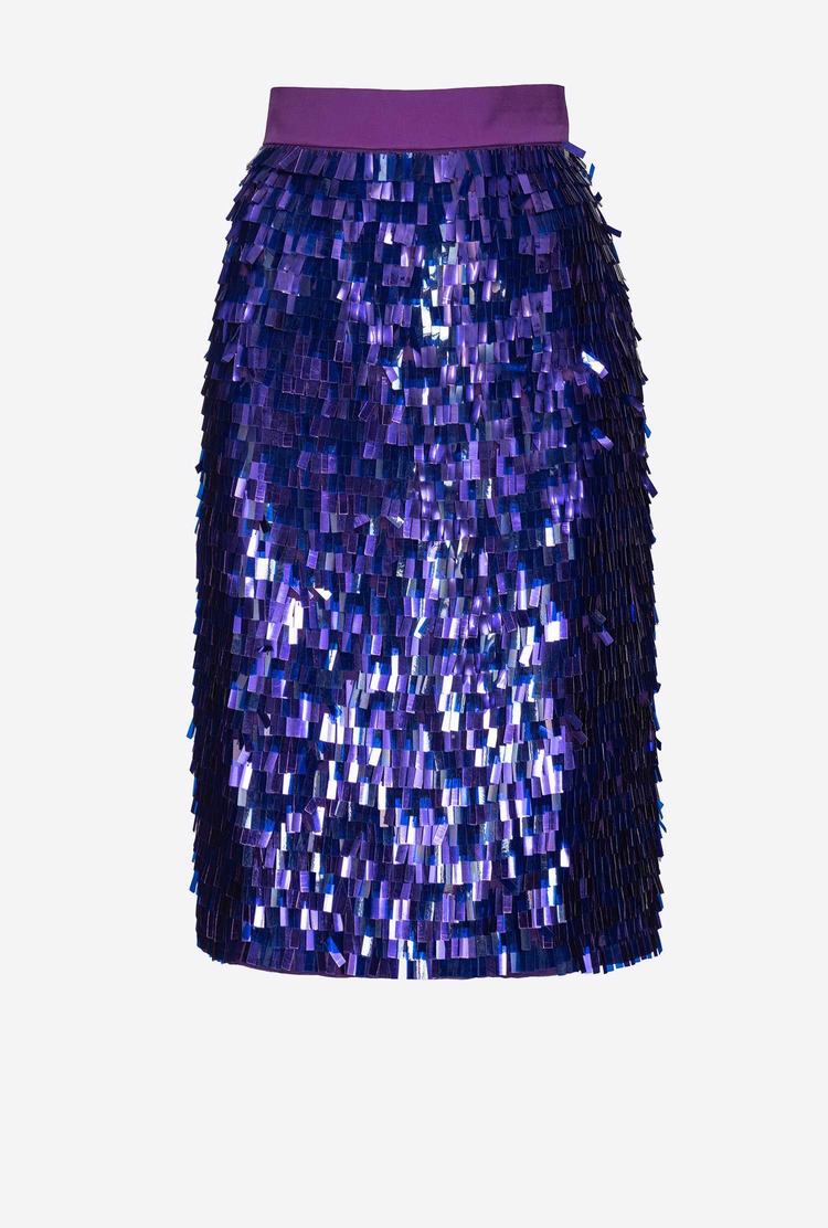 Purple Women's Pinko Square-shaped Sequins All Over Skirts | Ireland-12476389