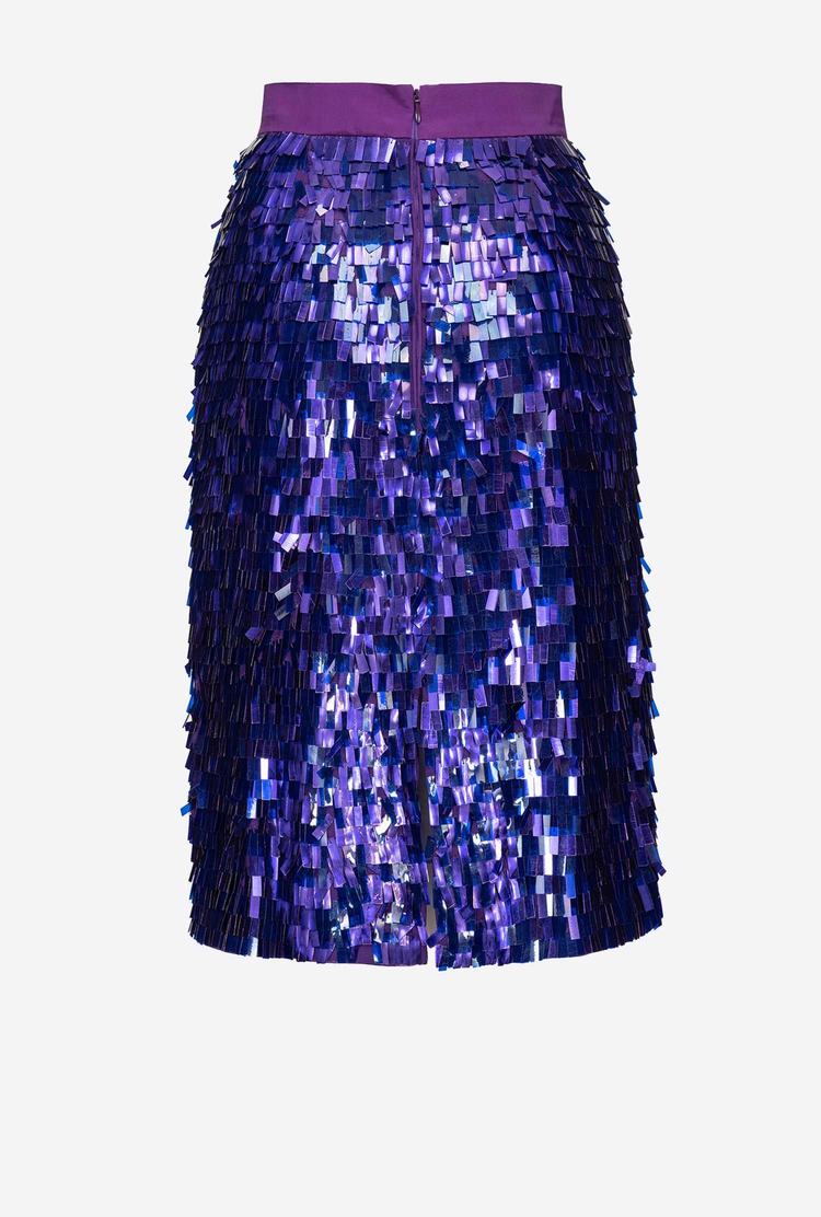 Purple Women's Pinko Square-shaped Sequins All Over Skirts | Ireland-12476389