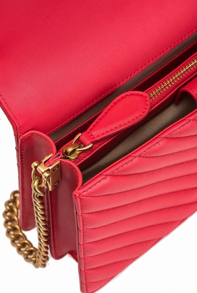 Red Gold Women's Pinko Classic Love Bag Click V Quilt Crossbody Bags | Ireland-19807349