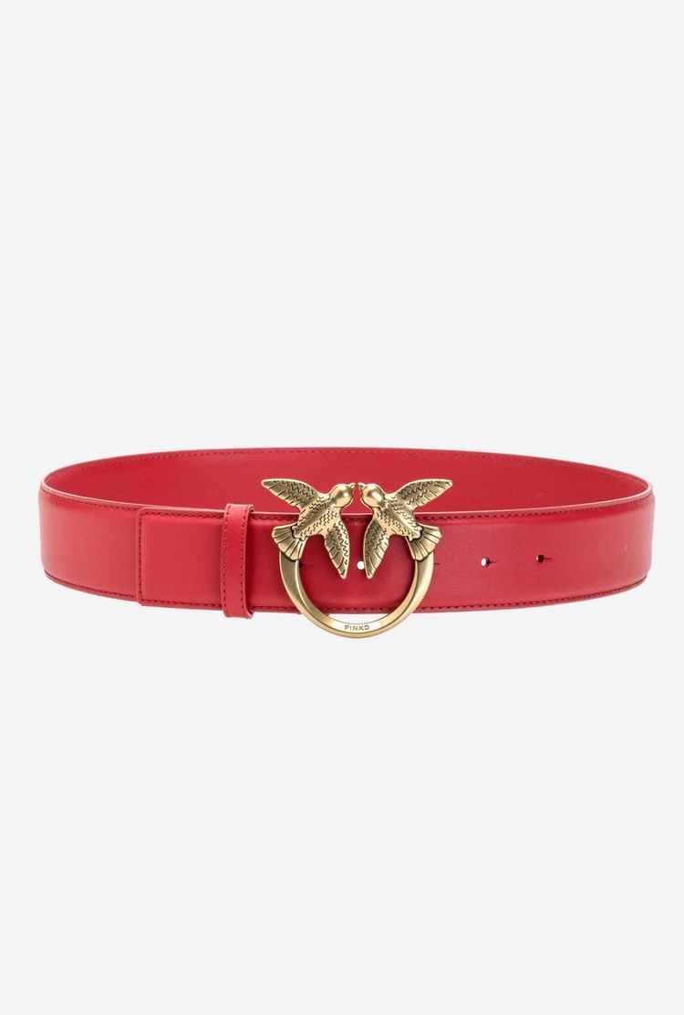 Red Gold Women\'s Pinko Love Birds Leather Belts | Ireland-38169479