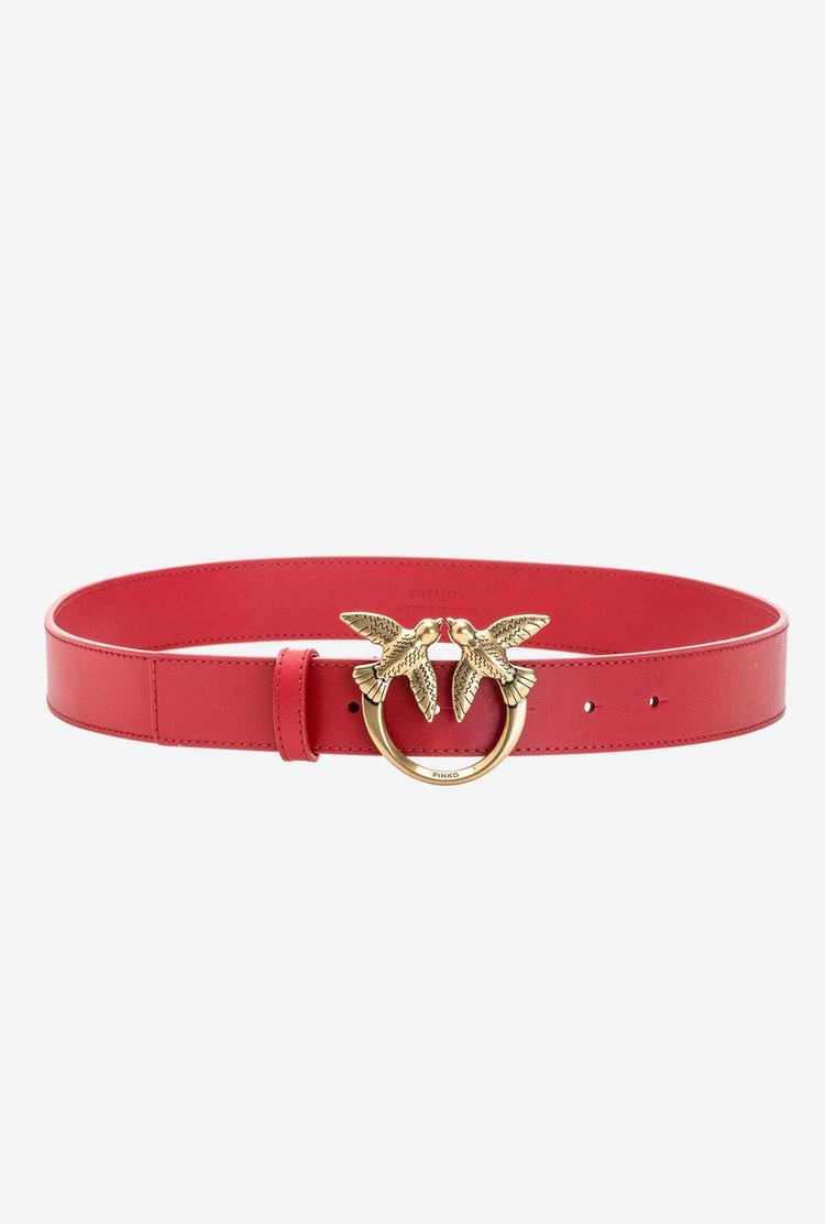 Red Gold Women\'s Pinko Love Birds Leather Belts | Ireland-78263519