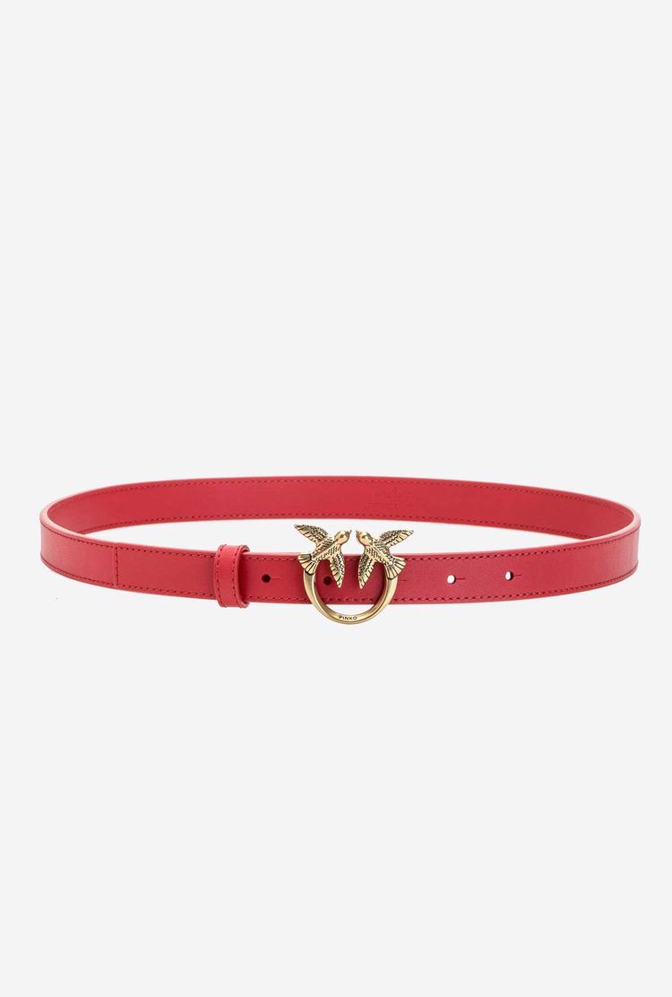 Red Gold Women\'s Pinko Love Birds Thin Leather Belts | Ireland-58237949