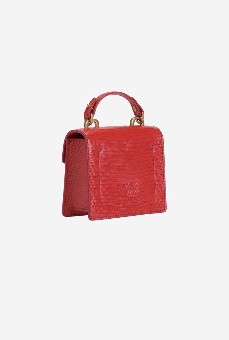 Red Gold Women's Pinko Micro Love Bag Handle Lizard Mini Bag | Ireland-02574189