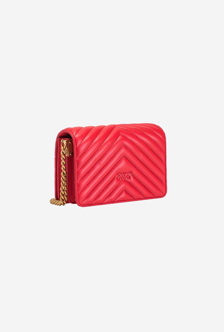 Red Gold Women's Pinko Mini Love Bag Click V Quilt Crossbody Bags | Ireland-26054919