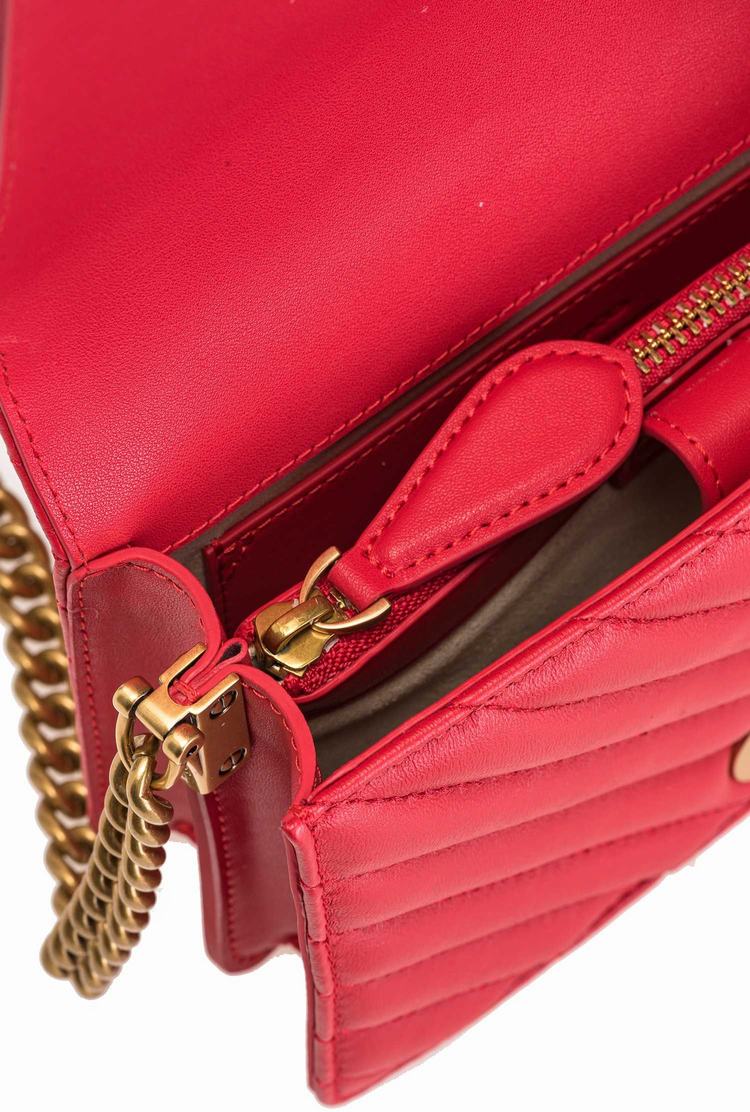 Red Gold Women's Pinko Mini Love Bag Click V Quilt Crossbody Bags | Ireland-26054919