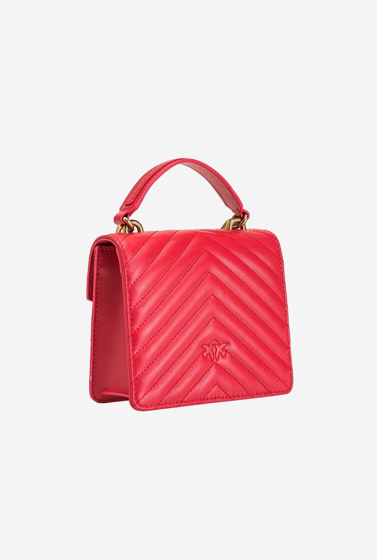 Red Gold Women's Pinko Mini Love Bag Handle V Quilt Handbag | Ireland-24389019