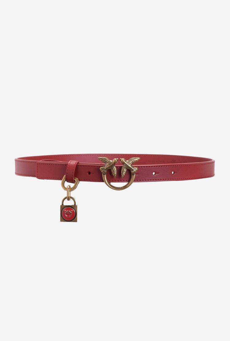 Red Gold Women\'s Pinko Padlock Charm Belts | Ireland-92705369