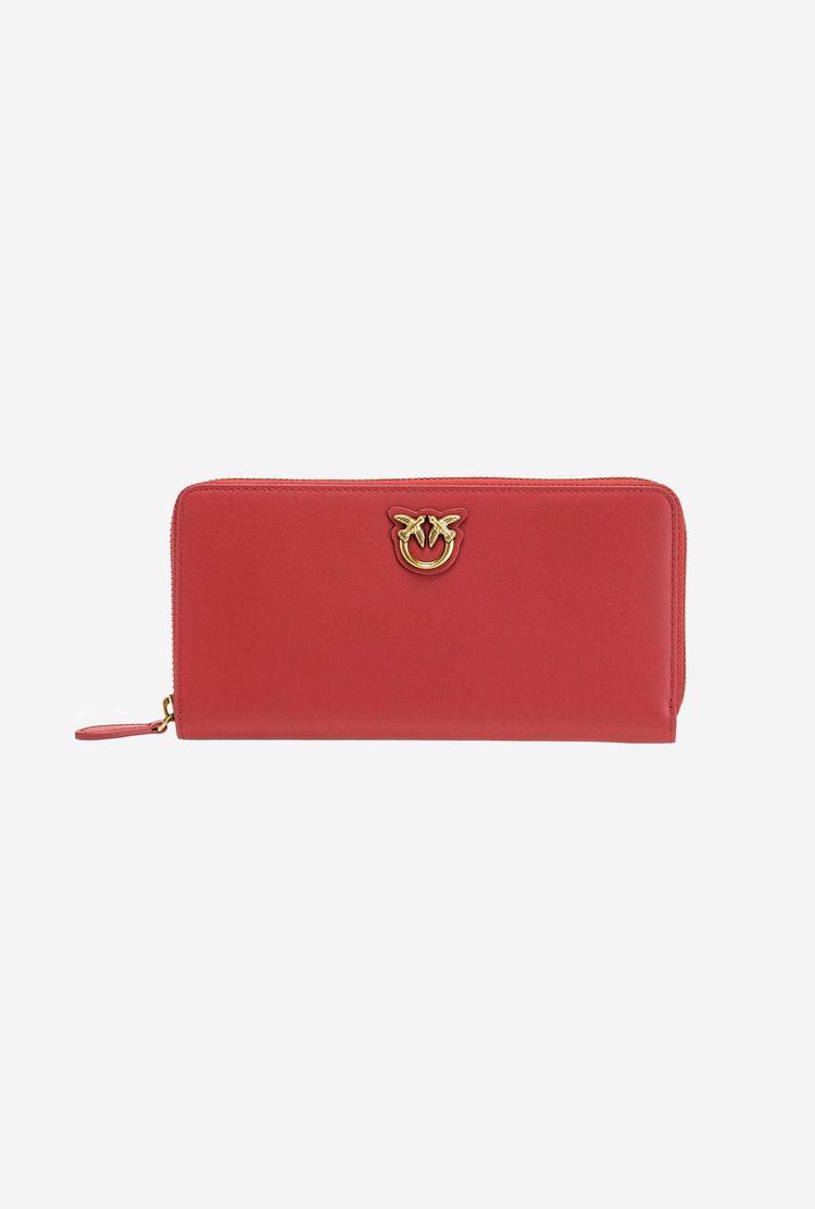 Red Gold Women\'s Pinko Zip-around Leather Purses | Ireland-64583719