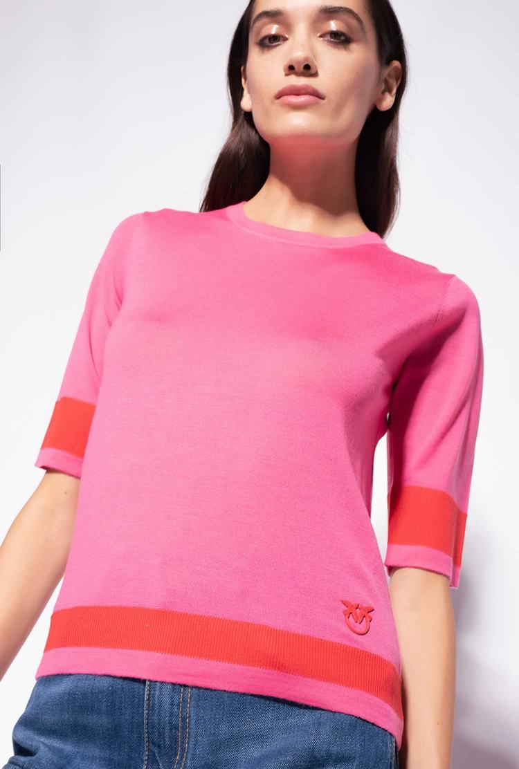 Red Women's Pinko Colour-block Sweaters | Ireland-10257689