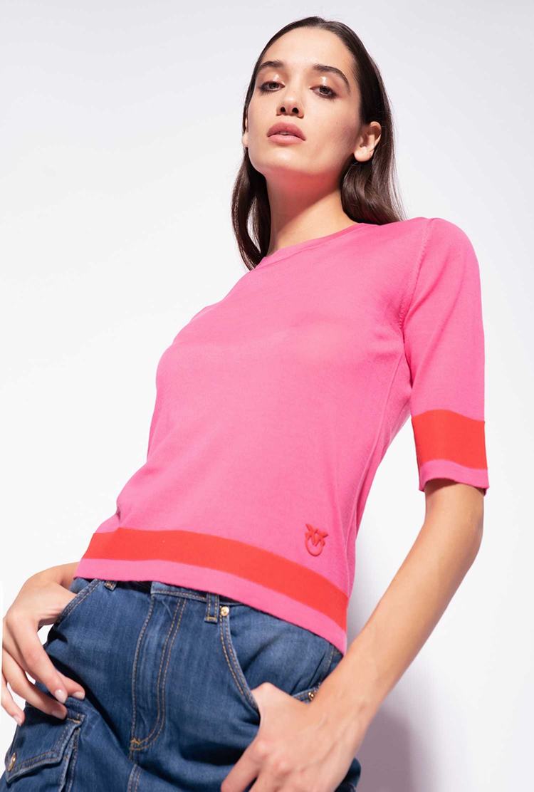 Red Women\'s Pinko Colour-block Sweaters | Ireland-10257689