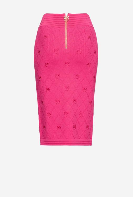 Red Women's Pinko Jacquard Love Birds Skirts | Ireland-71032599