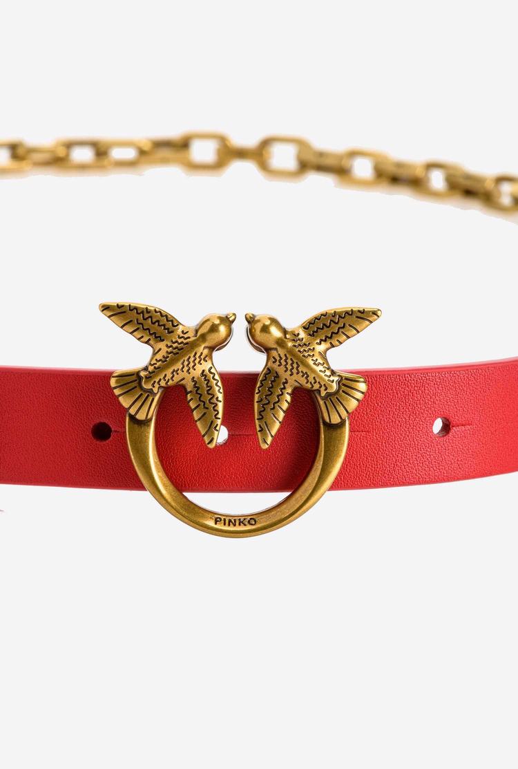 Red Women's Pinko Love Birds Leather And Chain Belts | Ireland-41267059