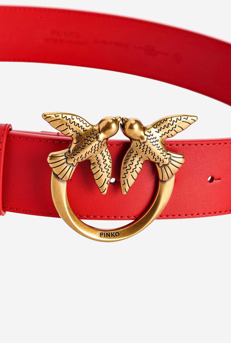 Red Women's Pinko Love Birds Leather Belts | Ireland-29187459