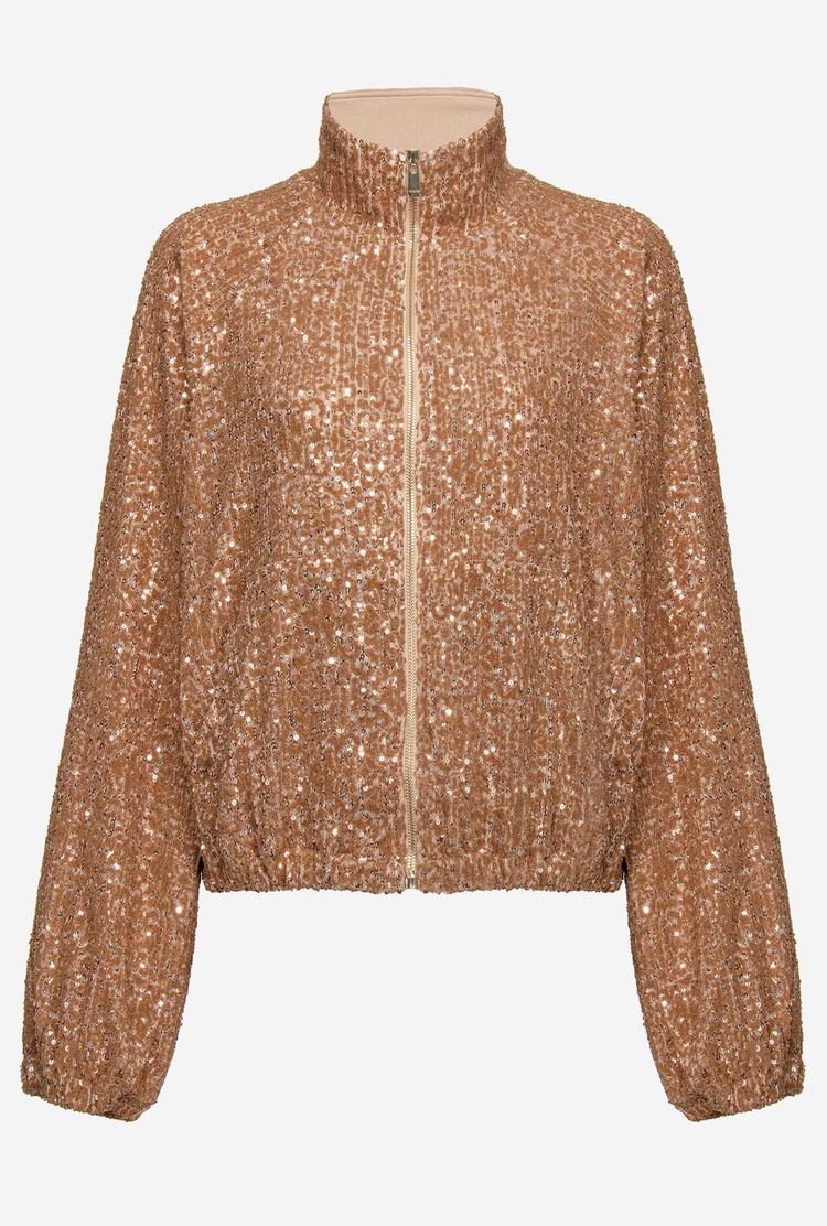 Rose Gold Women's Pinko Fully Sequinned Jackets | Ireland-42590679